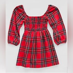 Thereabouts Girls Vibrant Long Sleeve A-Line Dress Red Tartan size S 7/8 -NWT